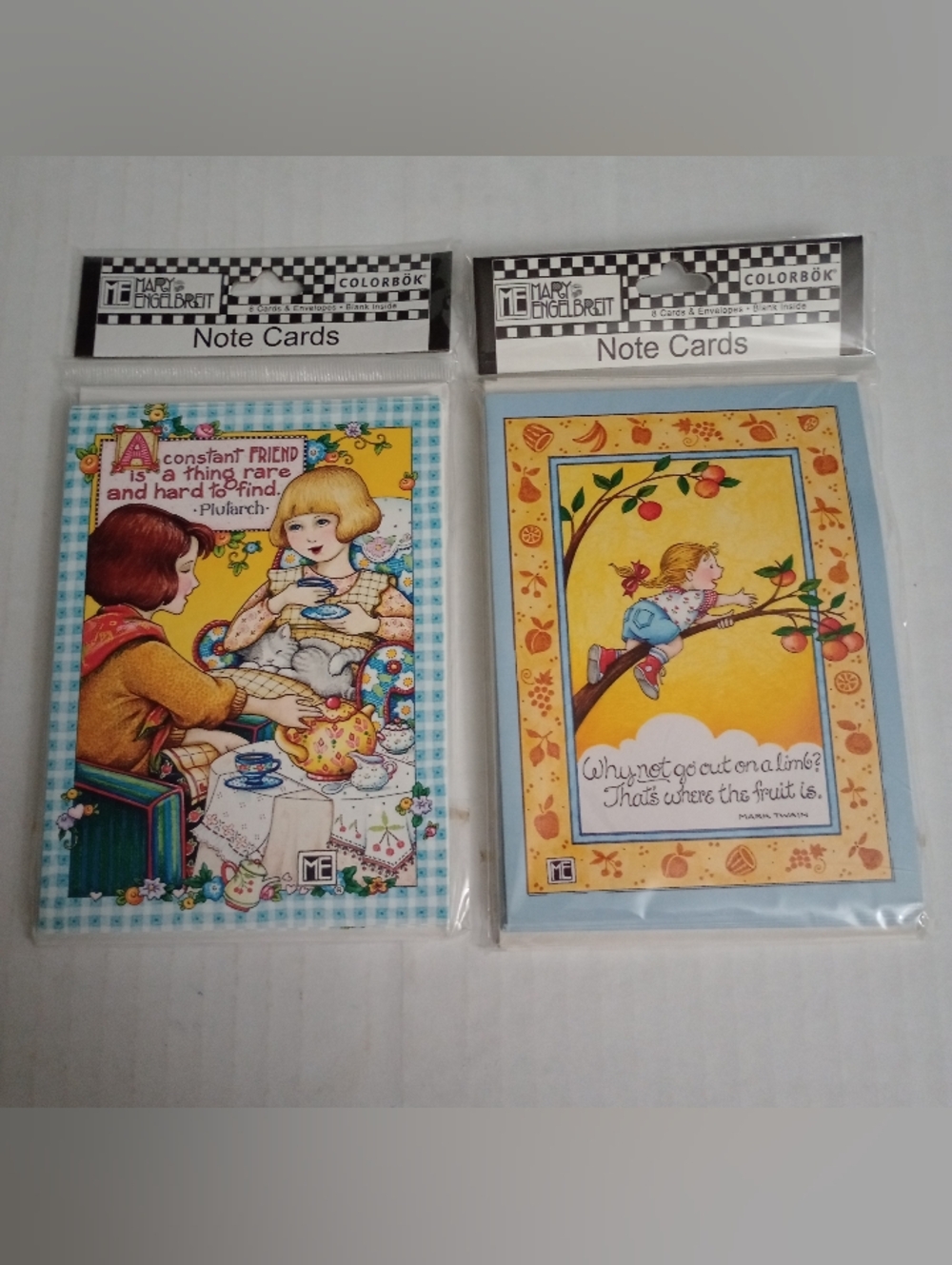 Mary Engelbreit Vintage Note Cards Blank Inside - 2 Packs Of 8 Cards - New